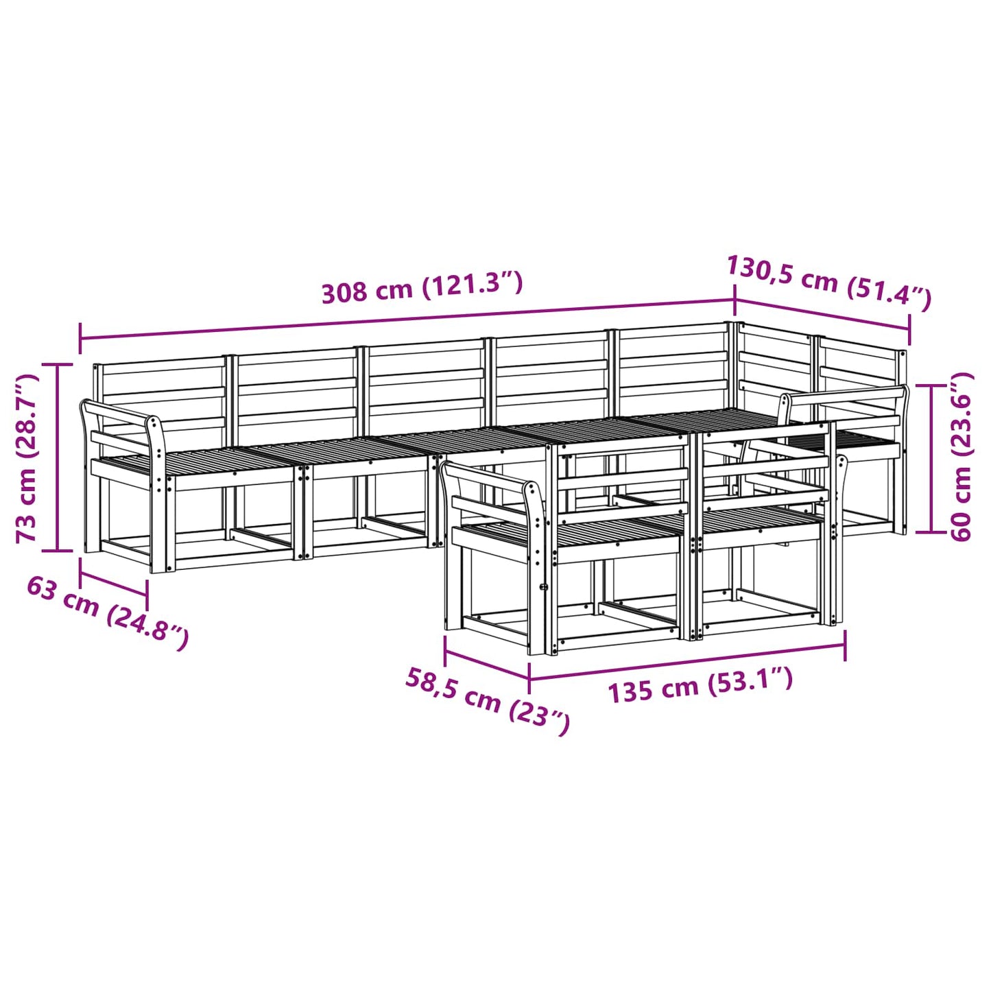 vidaXL Outdoor Sofa Set 8 pcs White Solid Acacia Wood