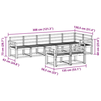 vidaXL Outdoor Sofa Set 8 pcs White Solid Acacia Wood