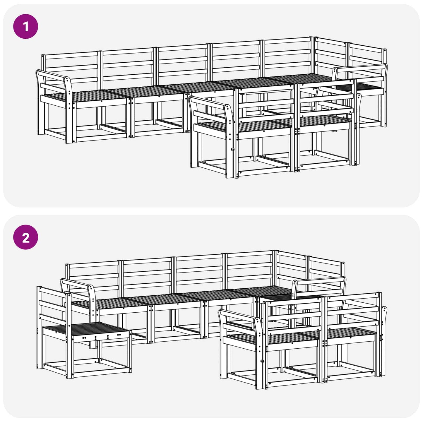 vidaXL Outdoor Sofa Set 8 pcs White Solid Acacia Wood