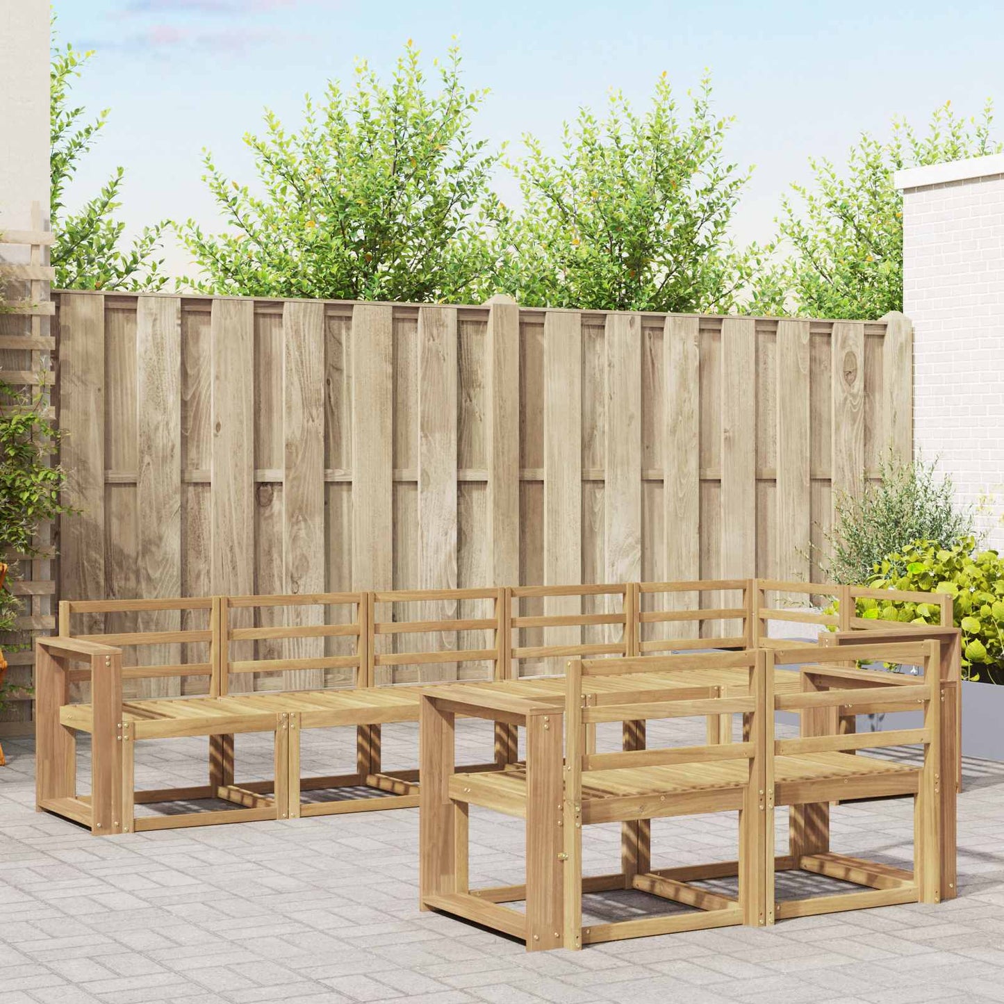 vidaXL Outdoor Sofa Set 8 pcs White Solid Acacia Wood