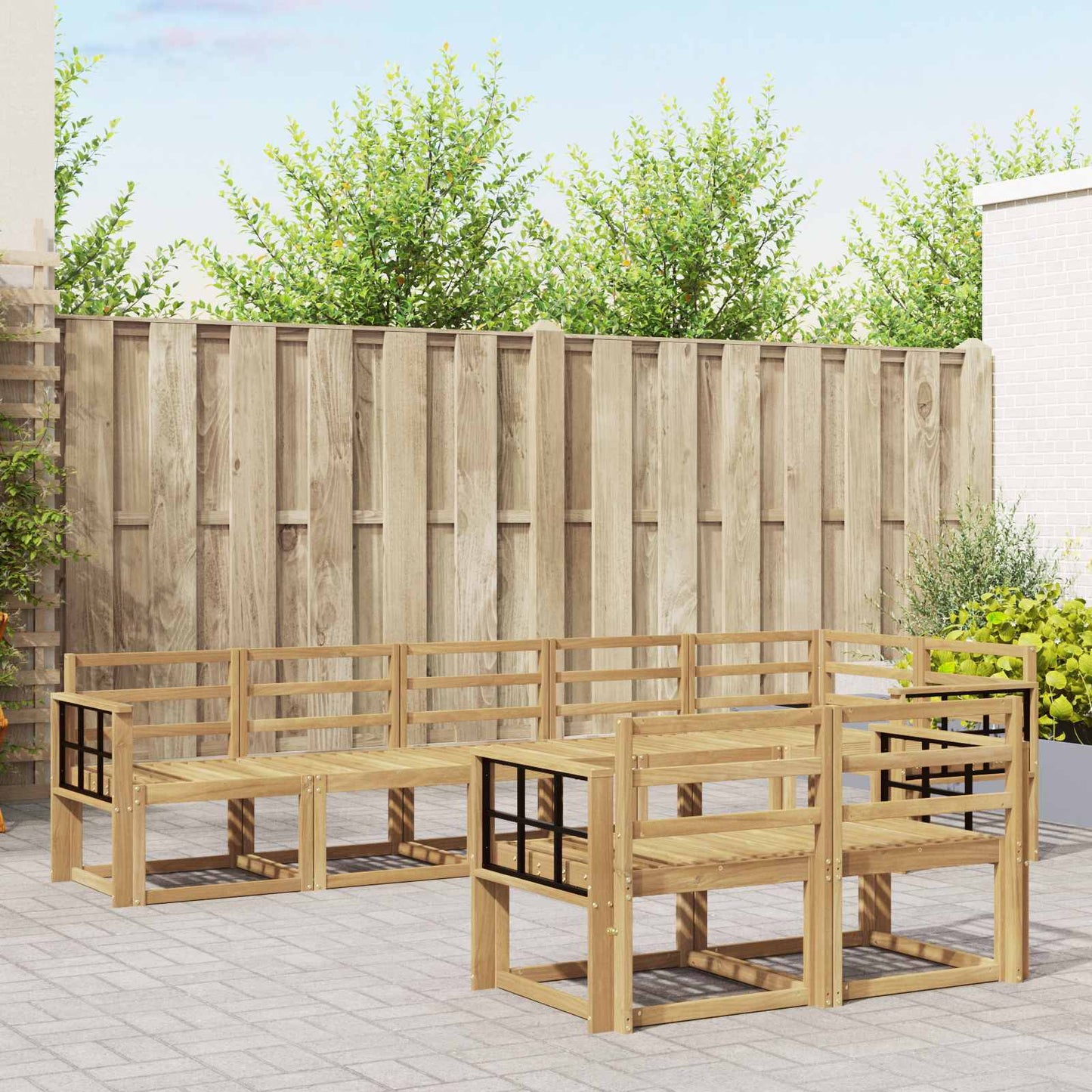 vidaXL Outdoor Sofa Set 8 pcs White Solid Acacia Wood