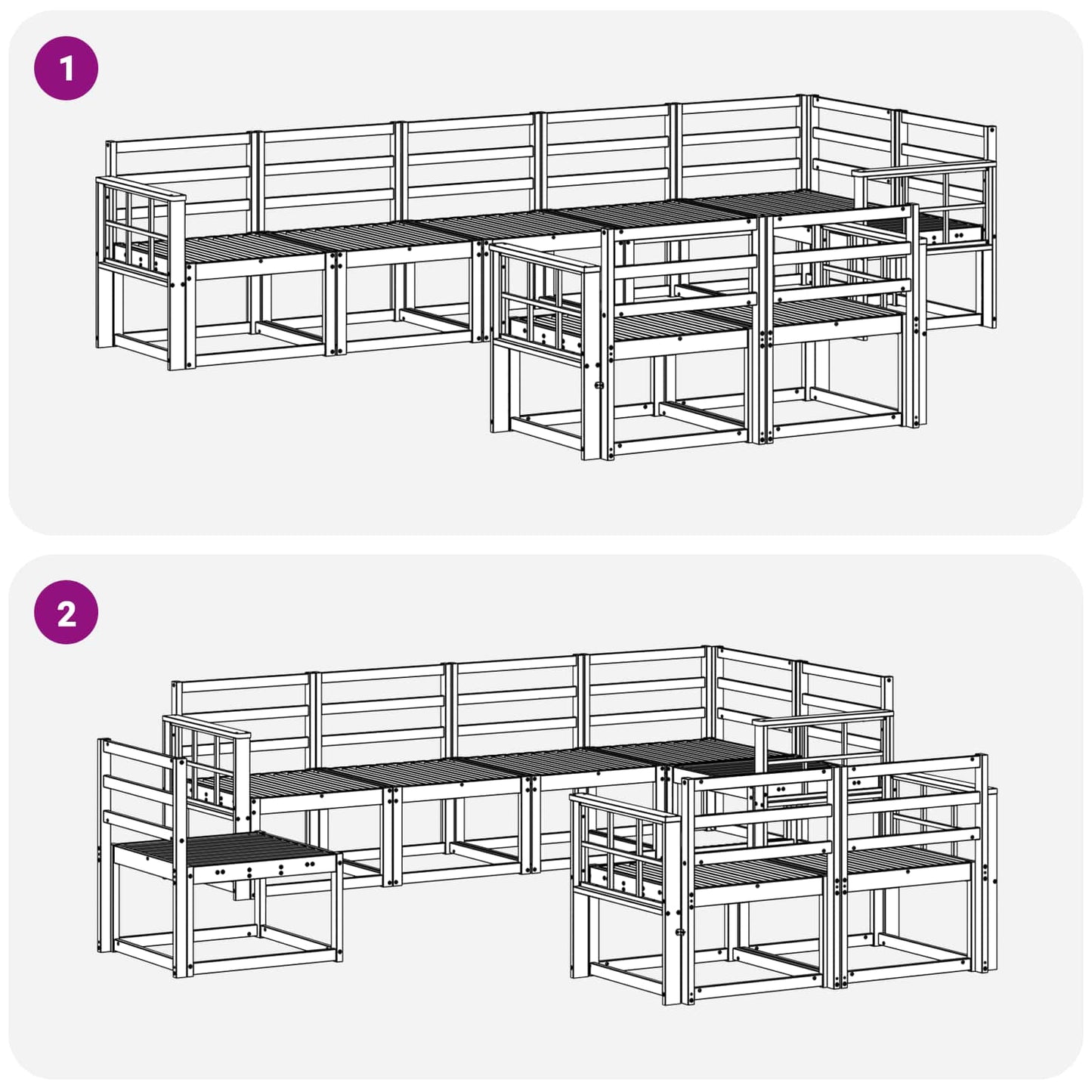 vidaXL Outdoor Sofa Set 8 pcs White Solid Acacia Wood