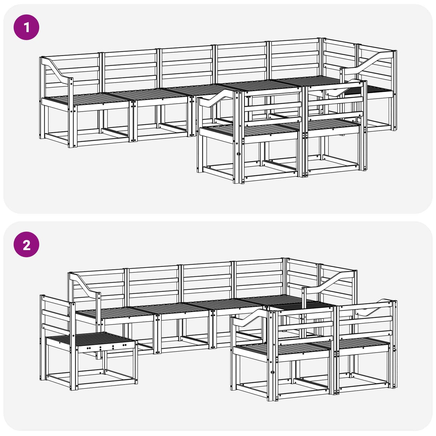 vidaXL Outdoor Sofa Set 8 pcs White Solid Acacia Wood