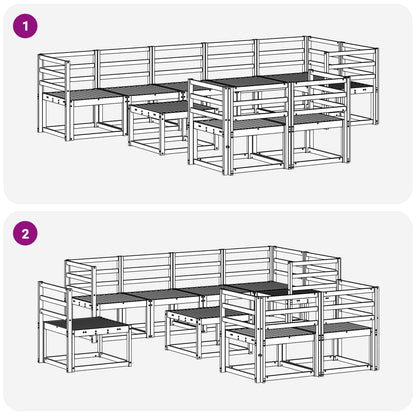vidaXL Outdoor Sofa Set 9 pcs White Solid Acacia Wood