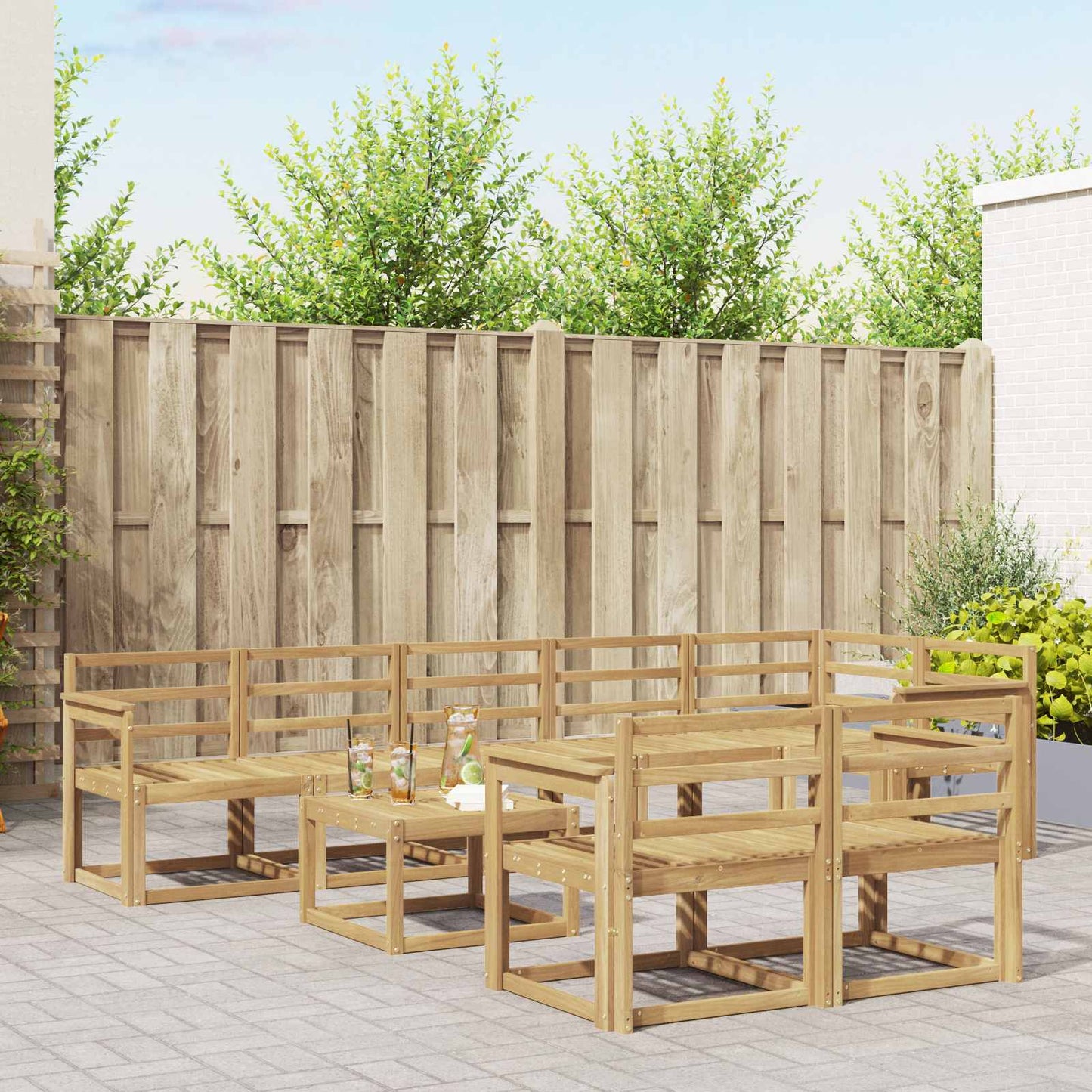 vidaXL Outdoor Sofa Set 9 pcs White Solid Acacia Wood