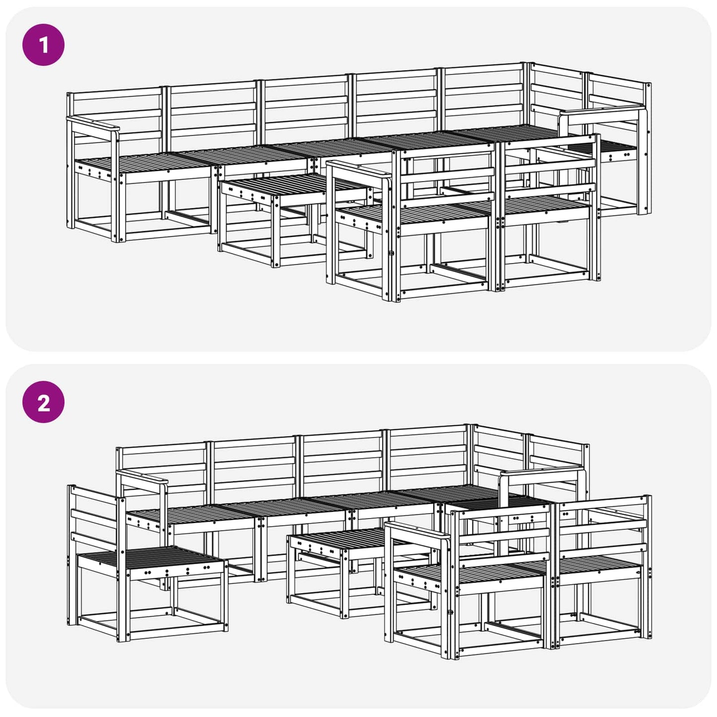 vidaXL Outdoor Sofa Set 9 pcs White Solid Acacia Wood