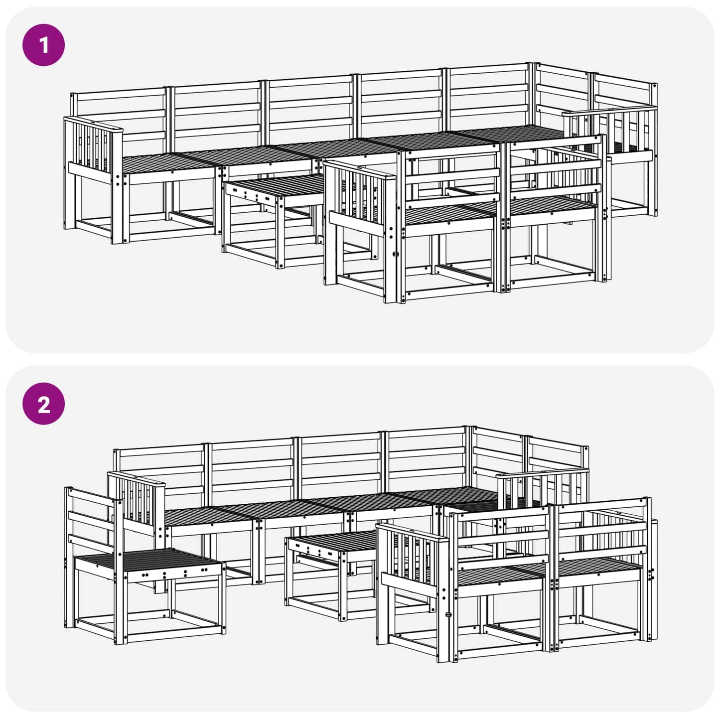 vidaXL Outdoor Sofa Set 9 pcs White Solid Acacia Wood