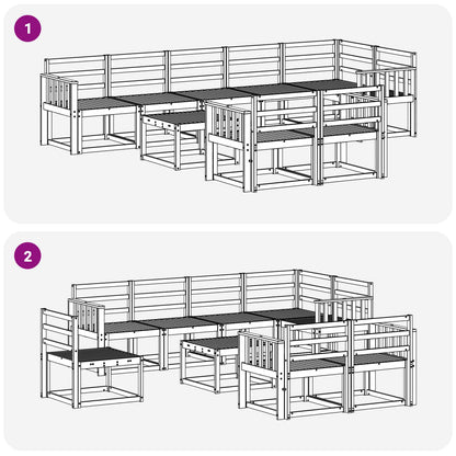 vidaXL Outdoor Sofa Set 9 pcs White Solid Acacia Wood