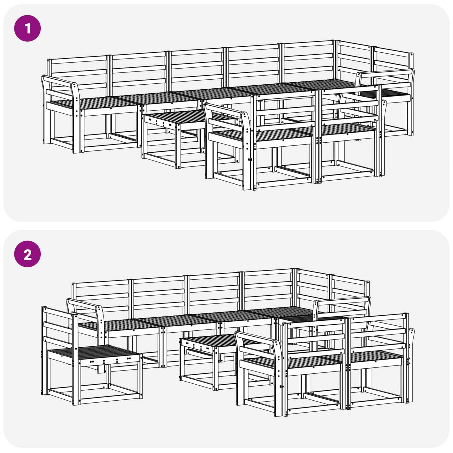 vidaXL Outdoor Sofa Set 9 pcs White Solid Acacia Wood