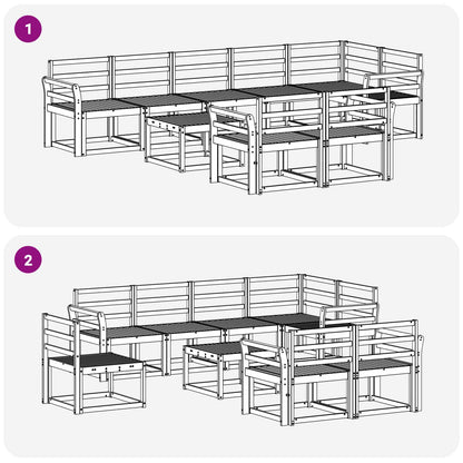 vidaXL Outdoor Sofa Set 9 pcs White Solid Acacia Wood