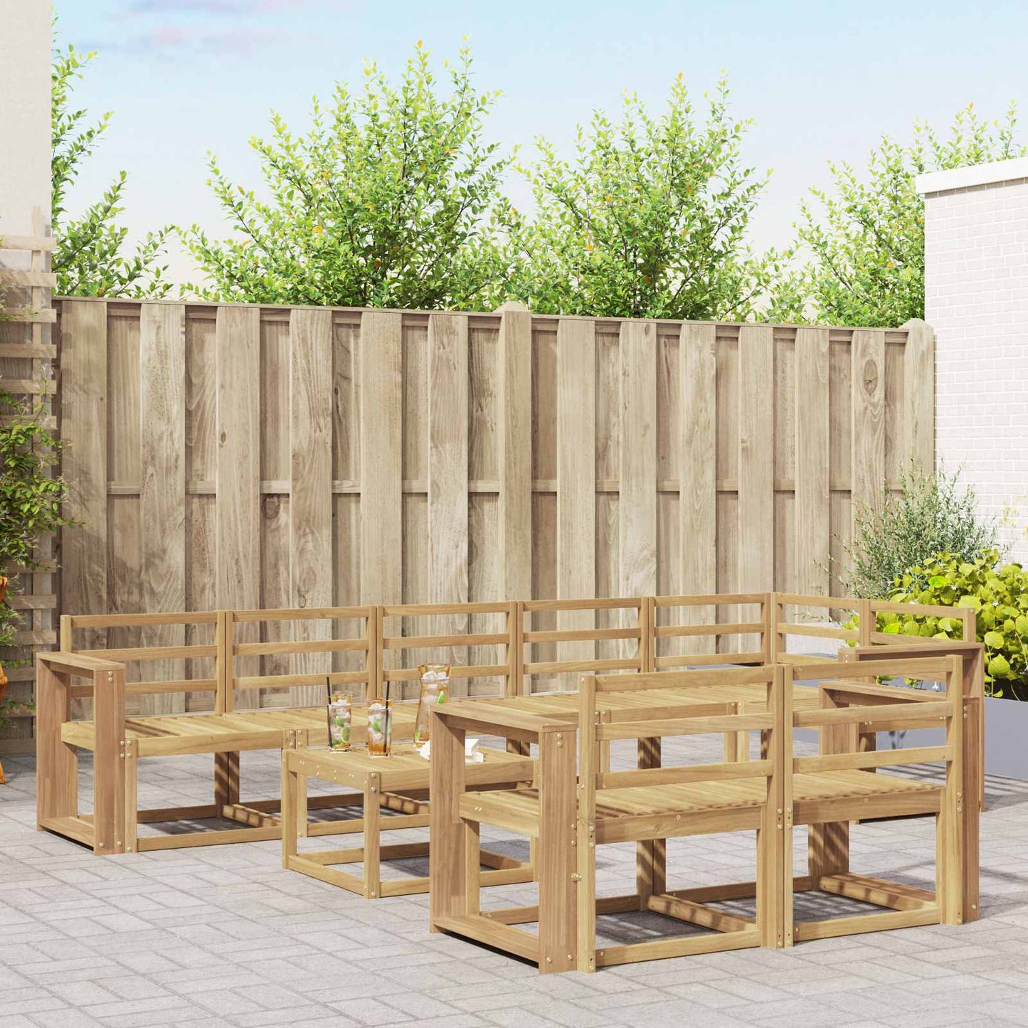 vidaXL Outdoor Sofa Set 9 pcs White Solid Acacia Wood