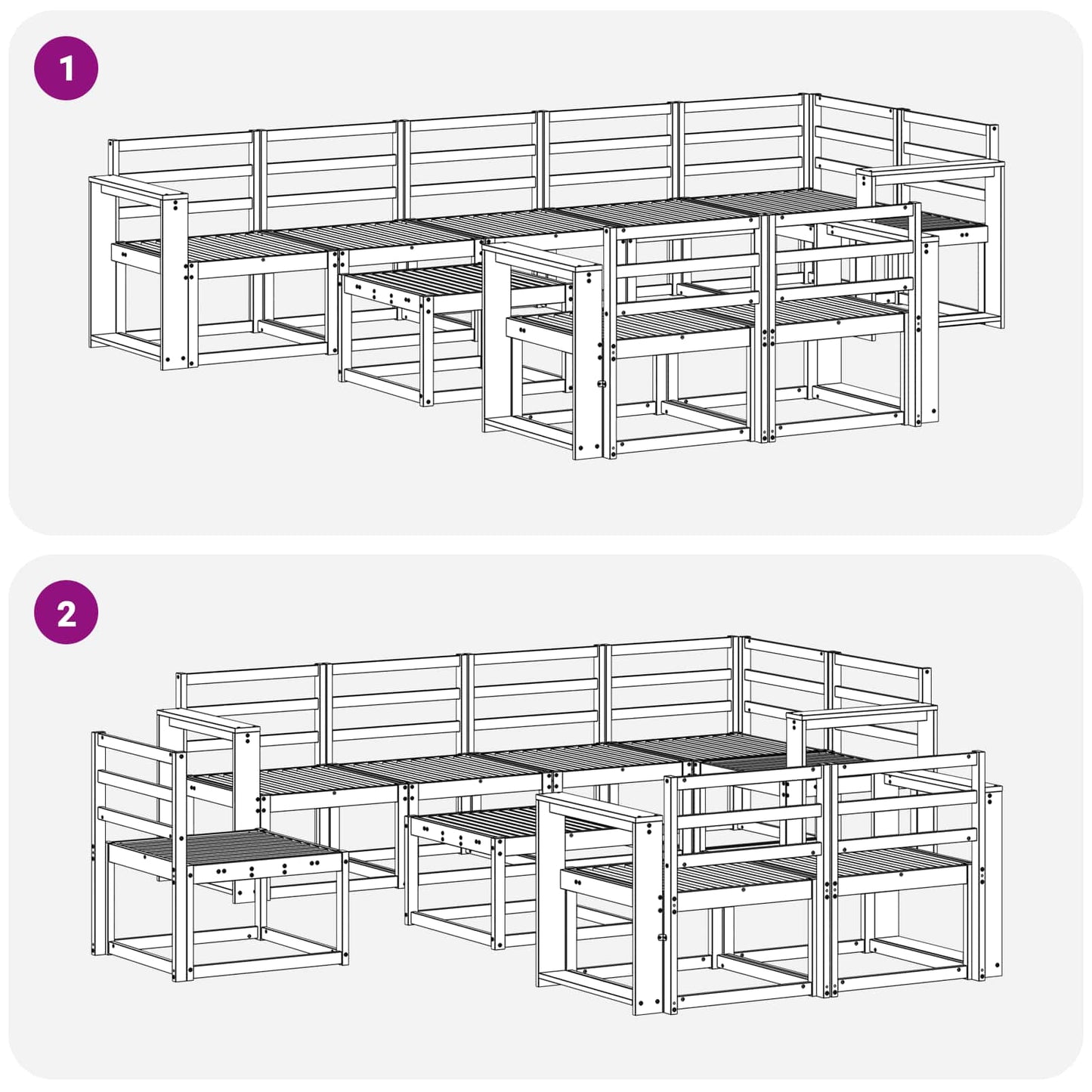 vidaXL Outdoor Sofa Set 9 pcs White Solid Acacia Wood
