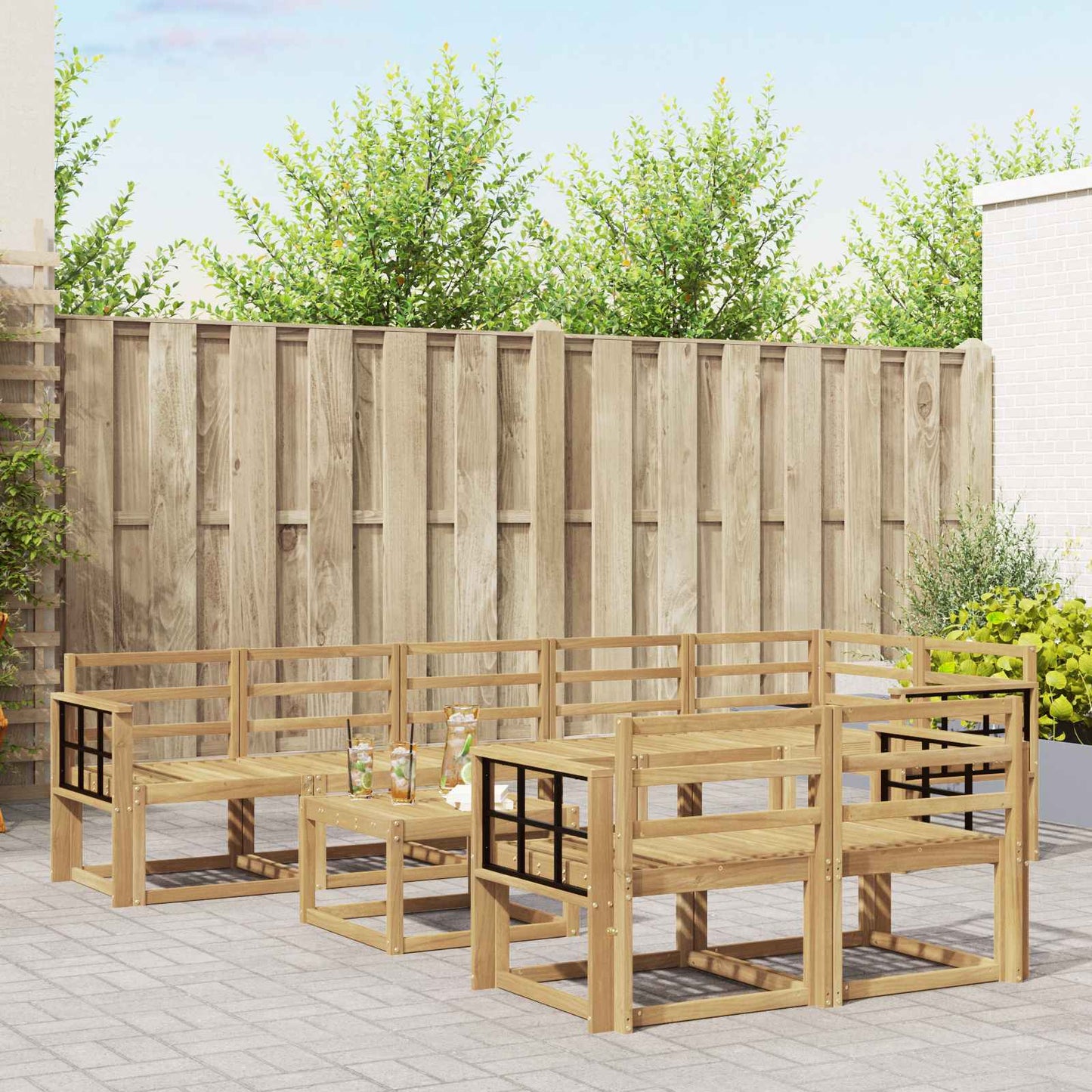 vidaXL Outdoor Sofa Set 9 pcs White Solid Acacia Wood
