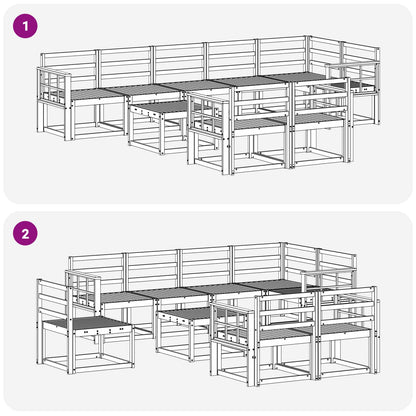vidaXL Outdoor Sofa Set 9 pcs White Solid Acacia Wood