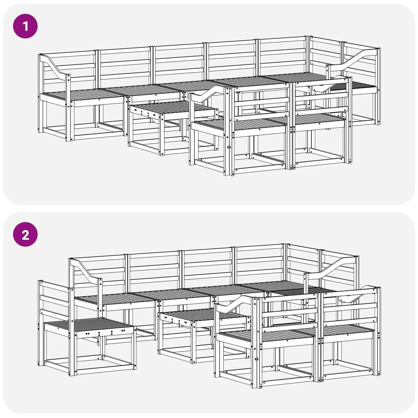 vidaXL Outdoor Sofa Set 9 pcs White Solid Acacia Wood