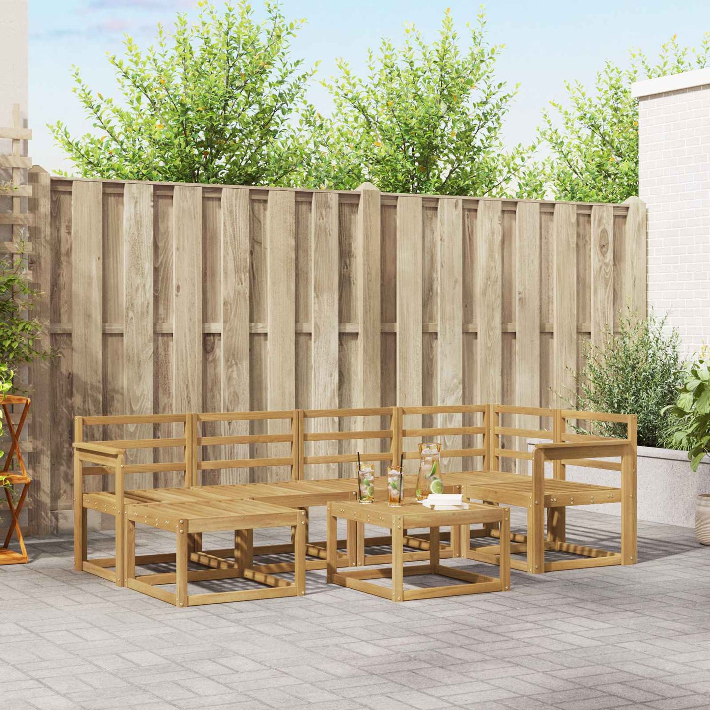 vidaXL Outdoor Sofa Set 7 pcs White Solid Acacia Wood