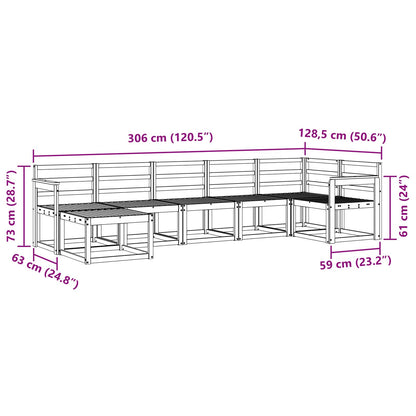 vidaXL Outdoor Sofa Set 7 pcs White Solid Acacia Wood