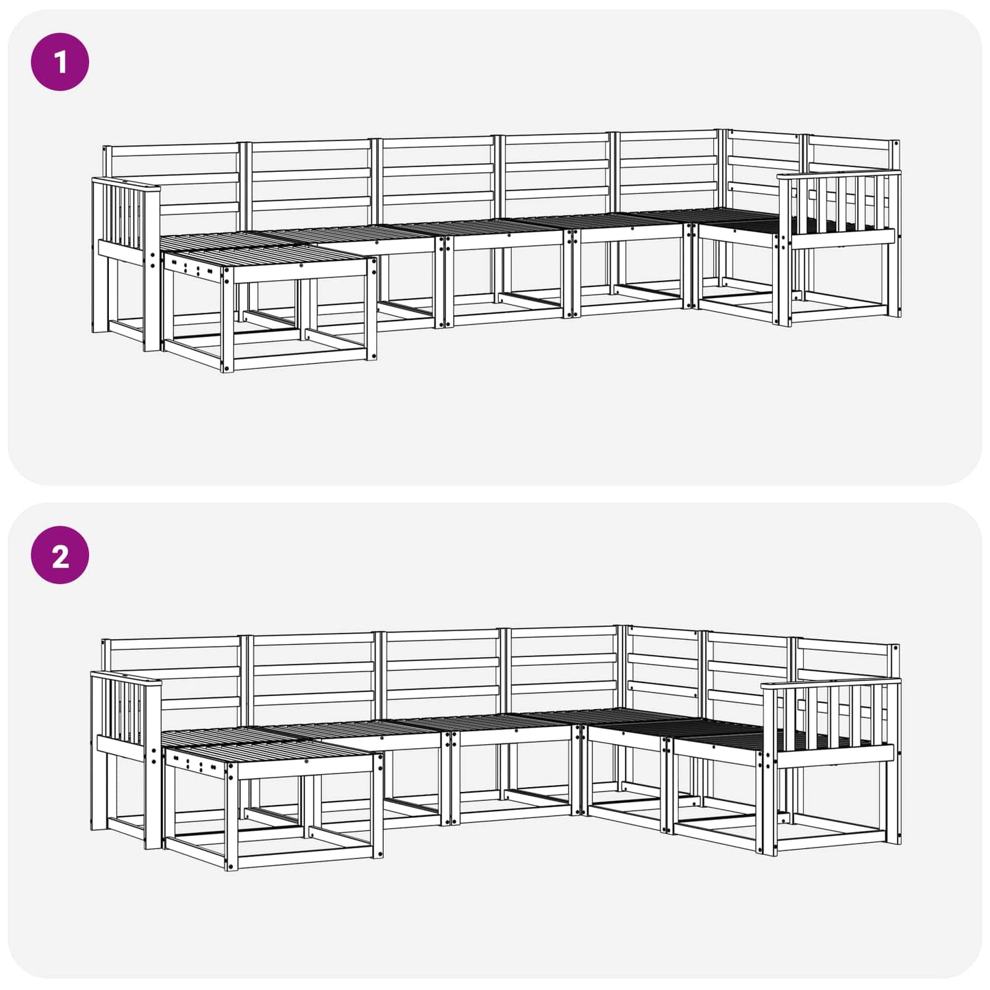 vidaXL Outdoor Sofa Set 7 pcs White Solid Acacia Wood