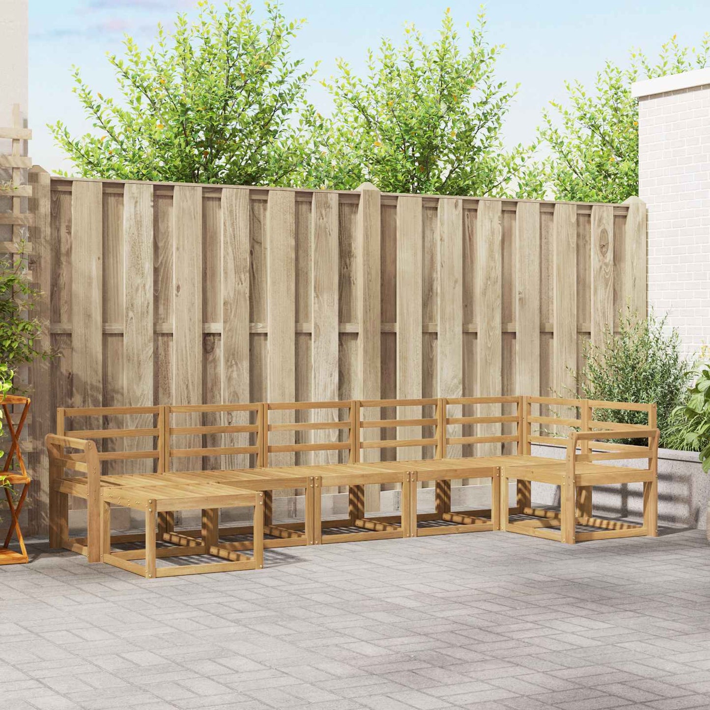 vidaXL Outdoor Sofa Set 7 pcs White Solid Acacia Wood