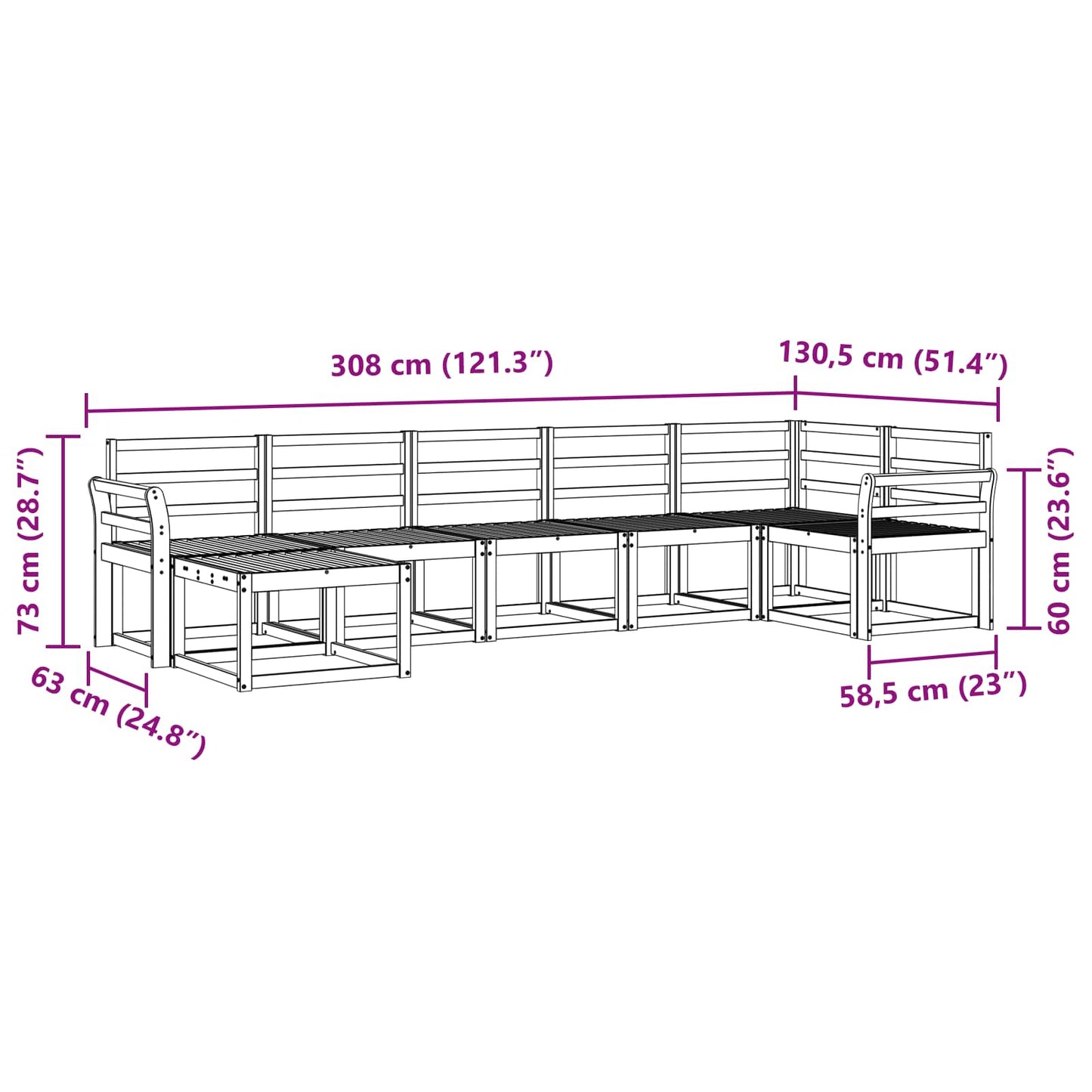 vidaXL Outdoor Sofa Set 7 pcs White Solid Acacia Wood