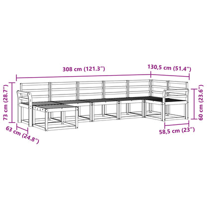 vidaXL Outdoor Sofa Set 7 pcs White Solid Acacia Wood