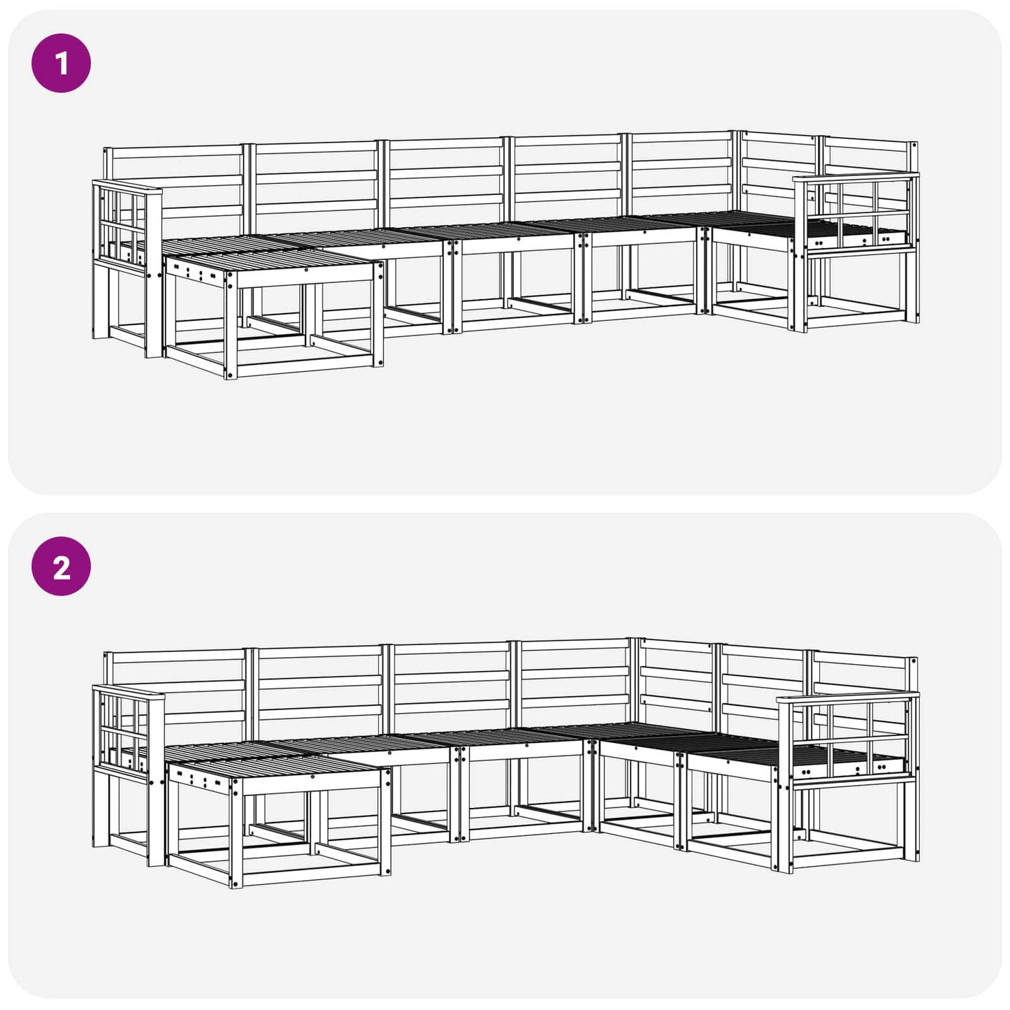 vidaXL Outdoor Sofa Set 7 pcs White Solid Acacia Wood