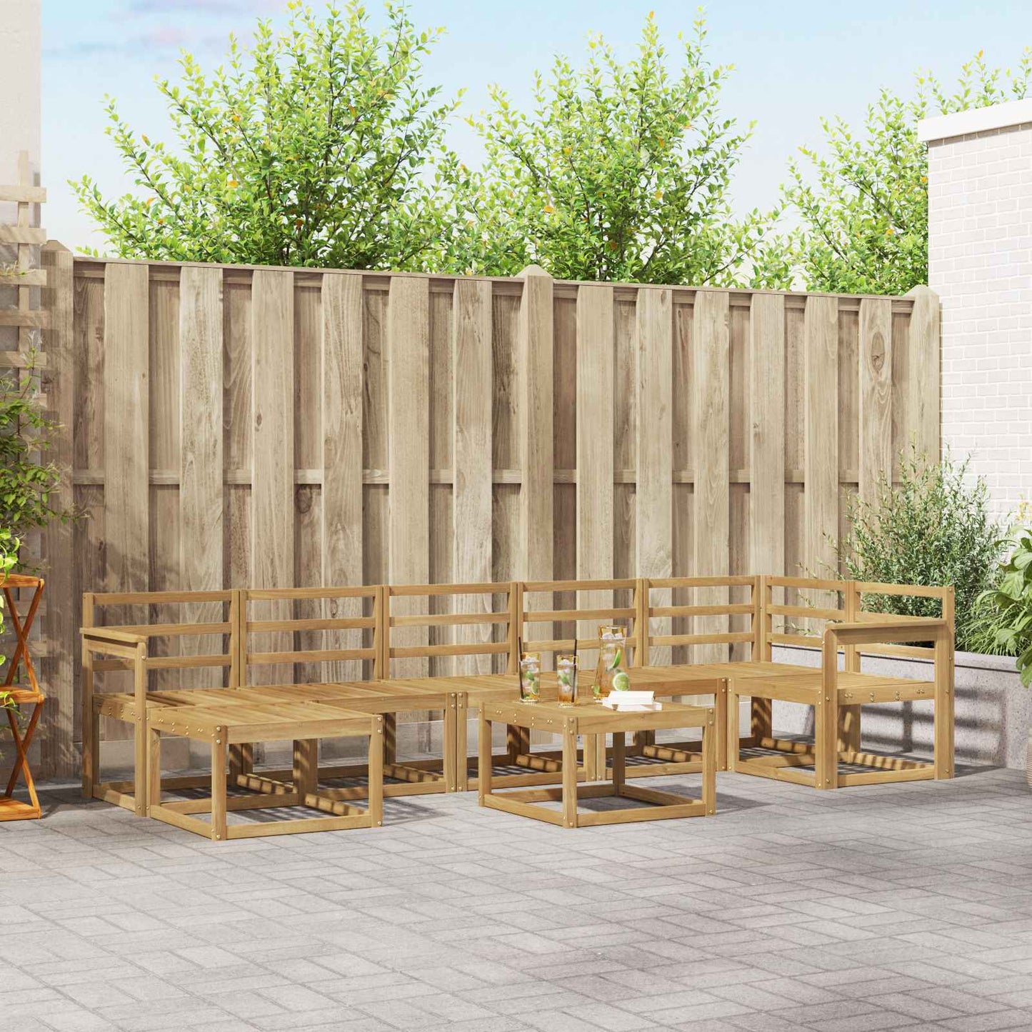 vidaXL Outdoor Sofa Set 8 pcs White Solid Acacia Wood