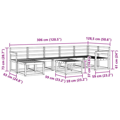 vidaXL Outdoor Sofa Set 8 pcs White Solid Acacia Wood