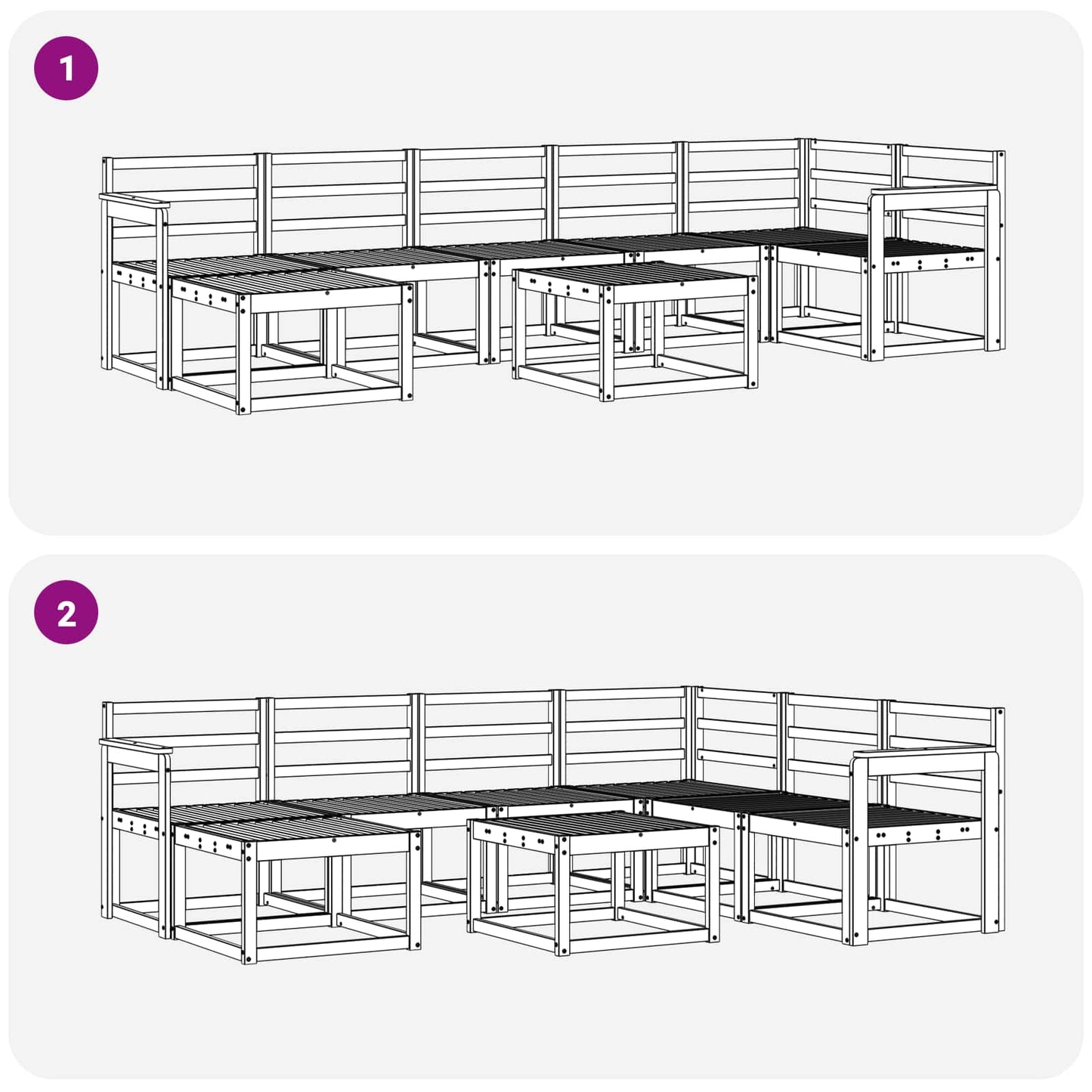 vidaXL Outdoor Sofa Set 8 pcs White Solid Acacia Wood
