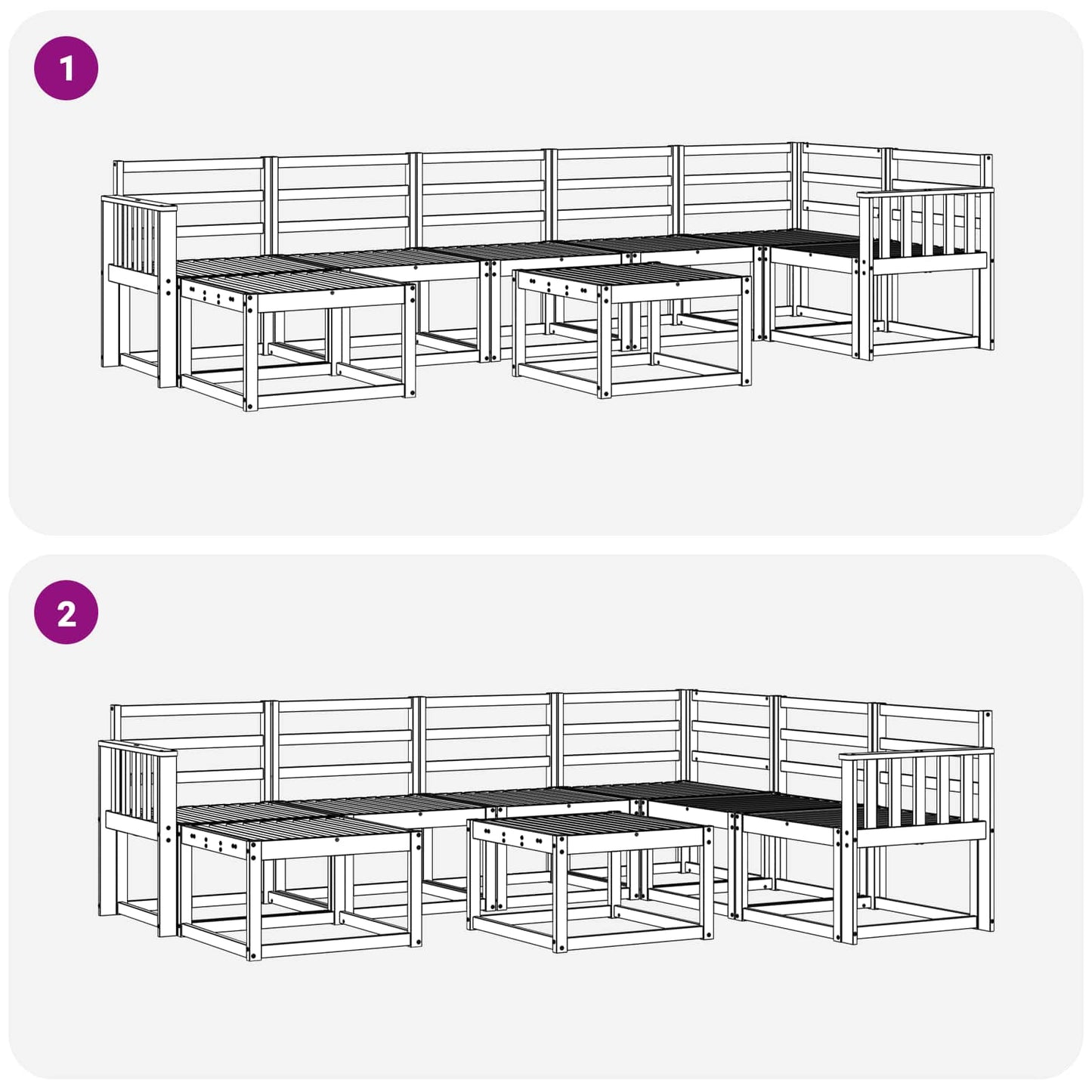 vidaXL Outdoor Sofa Set 8 pcs White Solid Acacia Wood