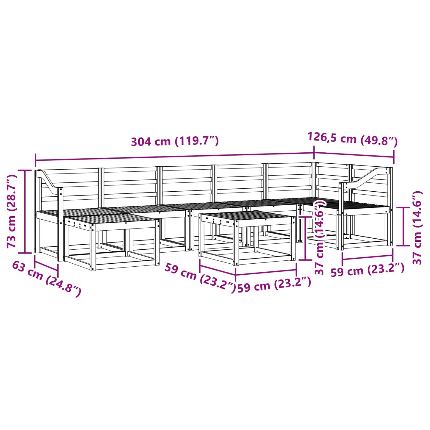 vidaXL Outdoor Sofa Set 8 pcs White Solid Acacia Wood
