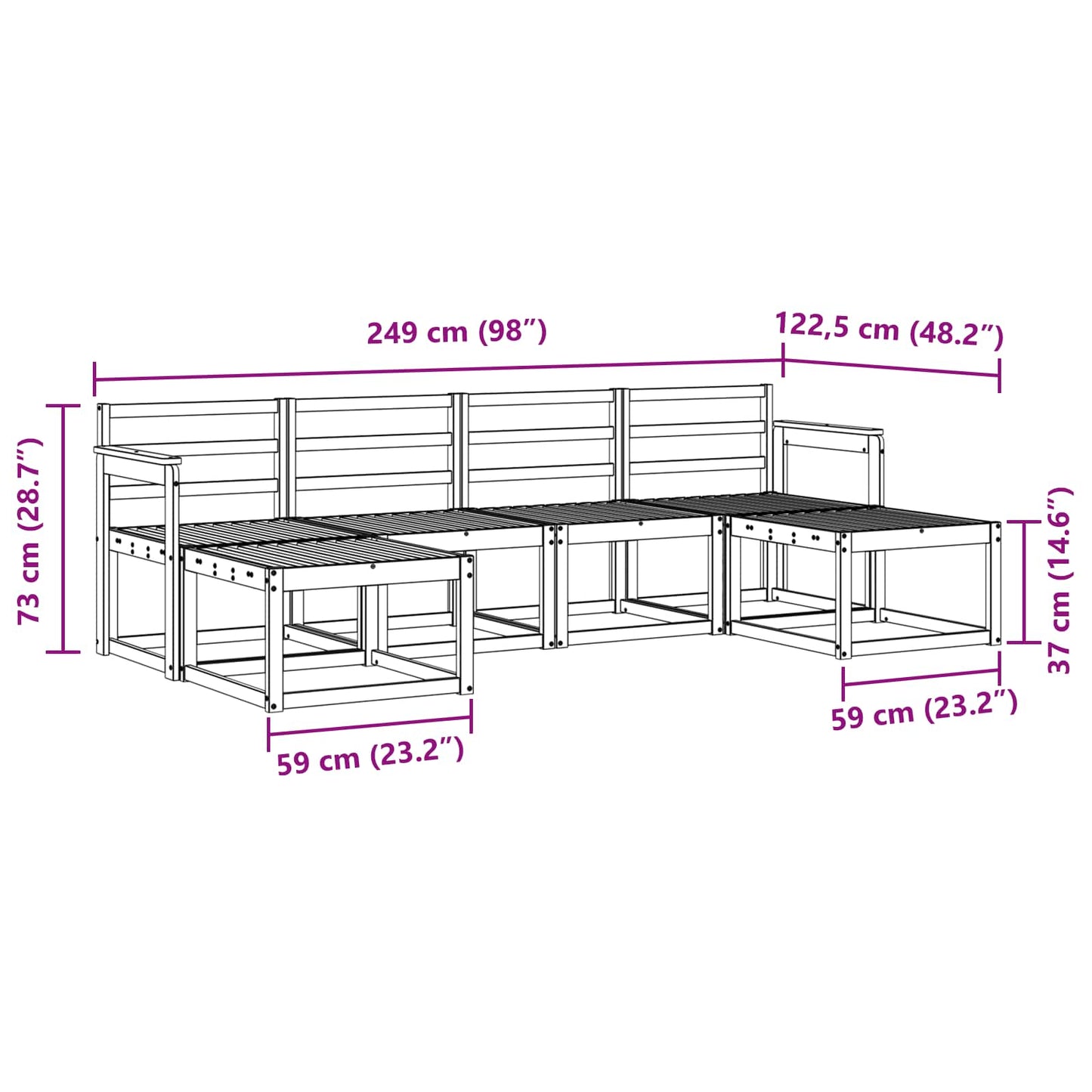 vidaXL Outdoor Sofa Set 6 pcs White Solid Acacia Wood