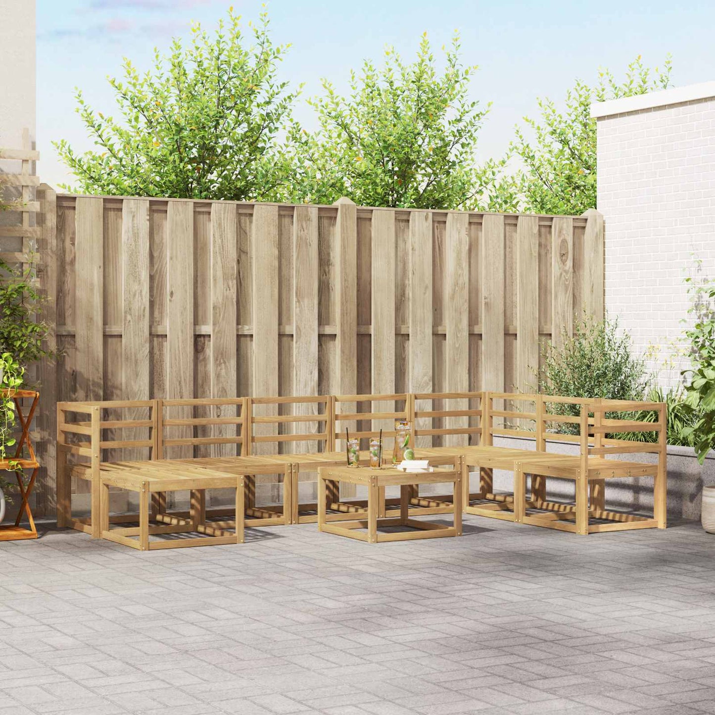 vidaXL Outdoor Sofa Set 9 pcs White Solid Acacia Wood