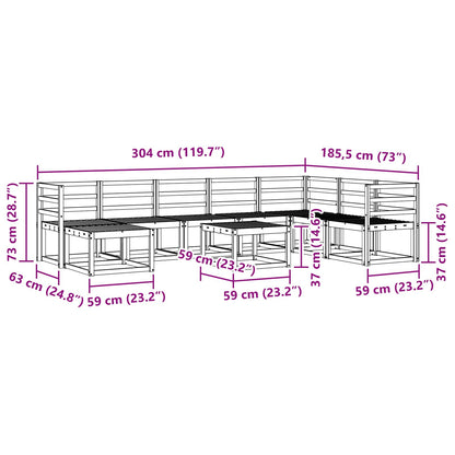 vidaXL Outdoor Sofa Set 9 pcs White Solid Acacia Wood