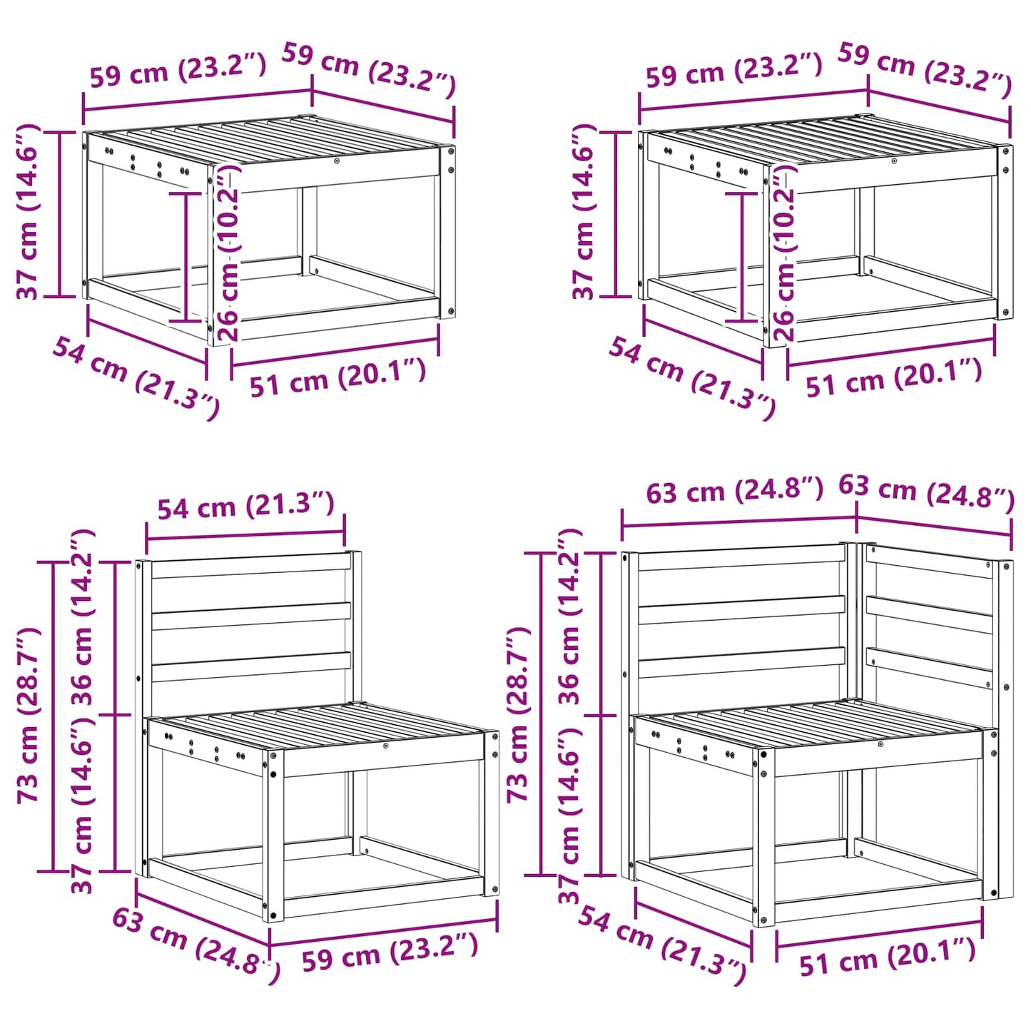 vidaXL Outdoor Sofa Set 9 pcs White Solid Acacia Wood