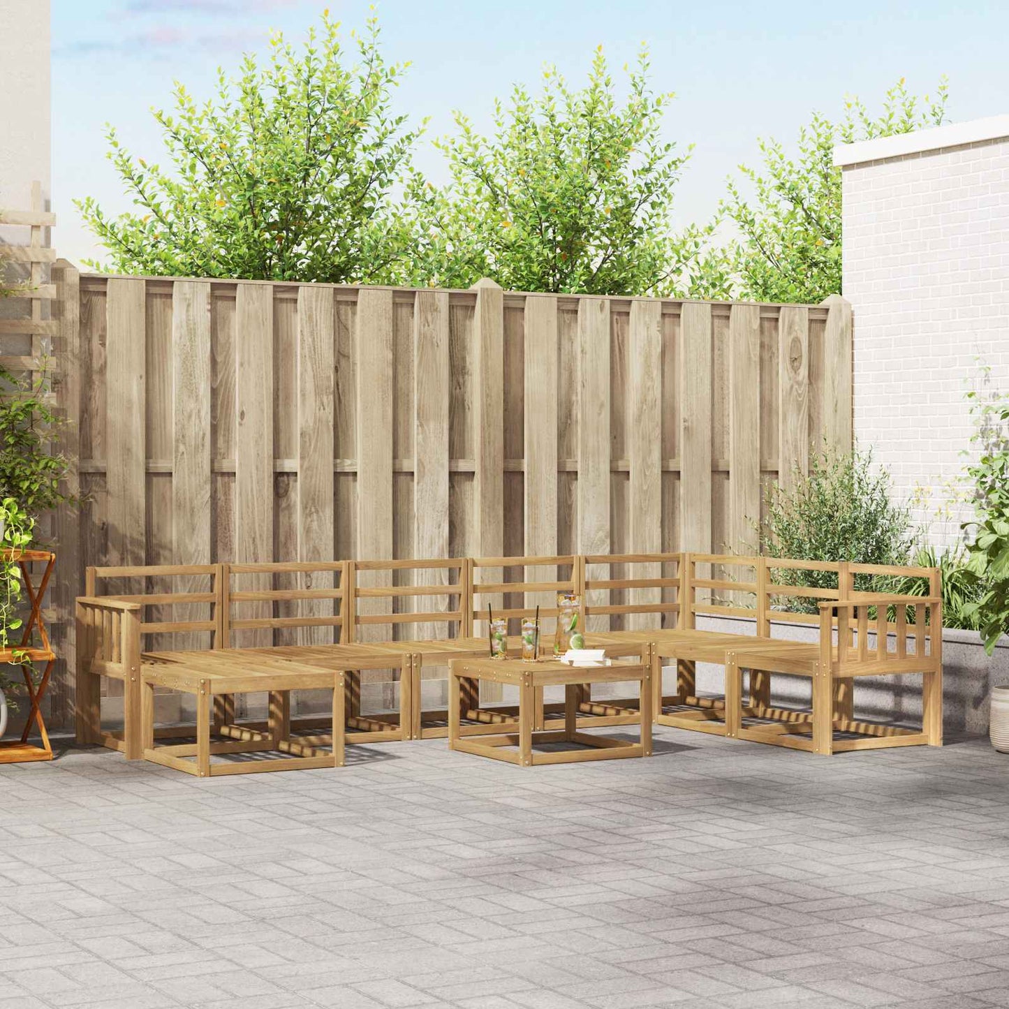 vidaXL Outdoor Sofa Set 9 pcs White Solid Acacia Wood