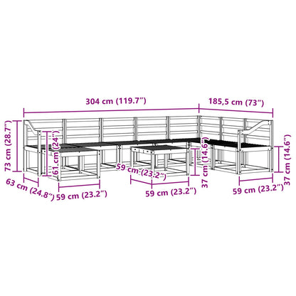 vidaXL Outdoor Sofa Set 9 pcs White Solid Acacia Wood