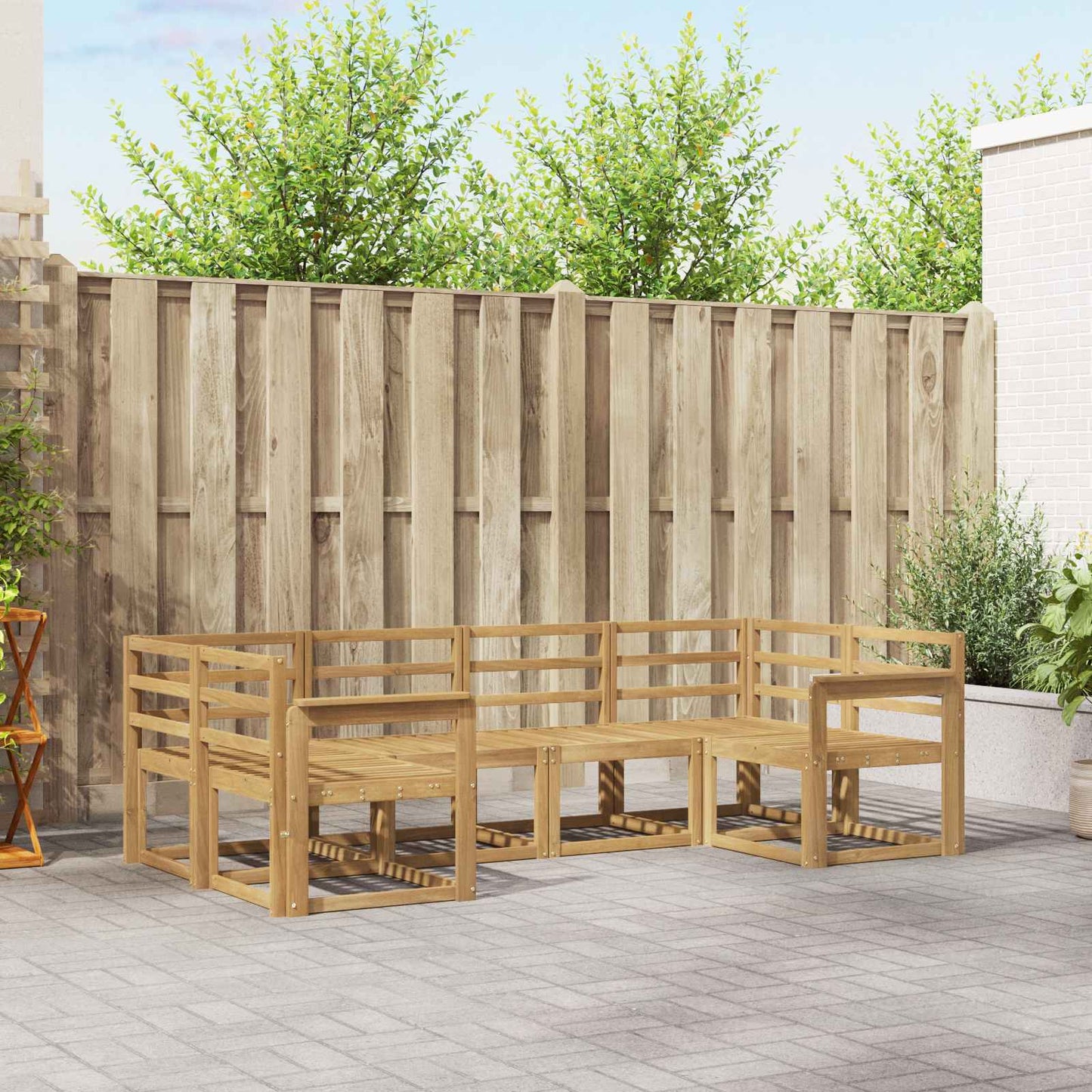 vidaXL Outdoor Sofa Set 6 pcs White Solid Acacia Wood