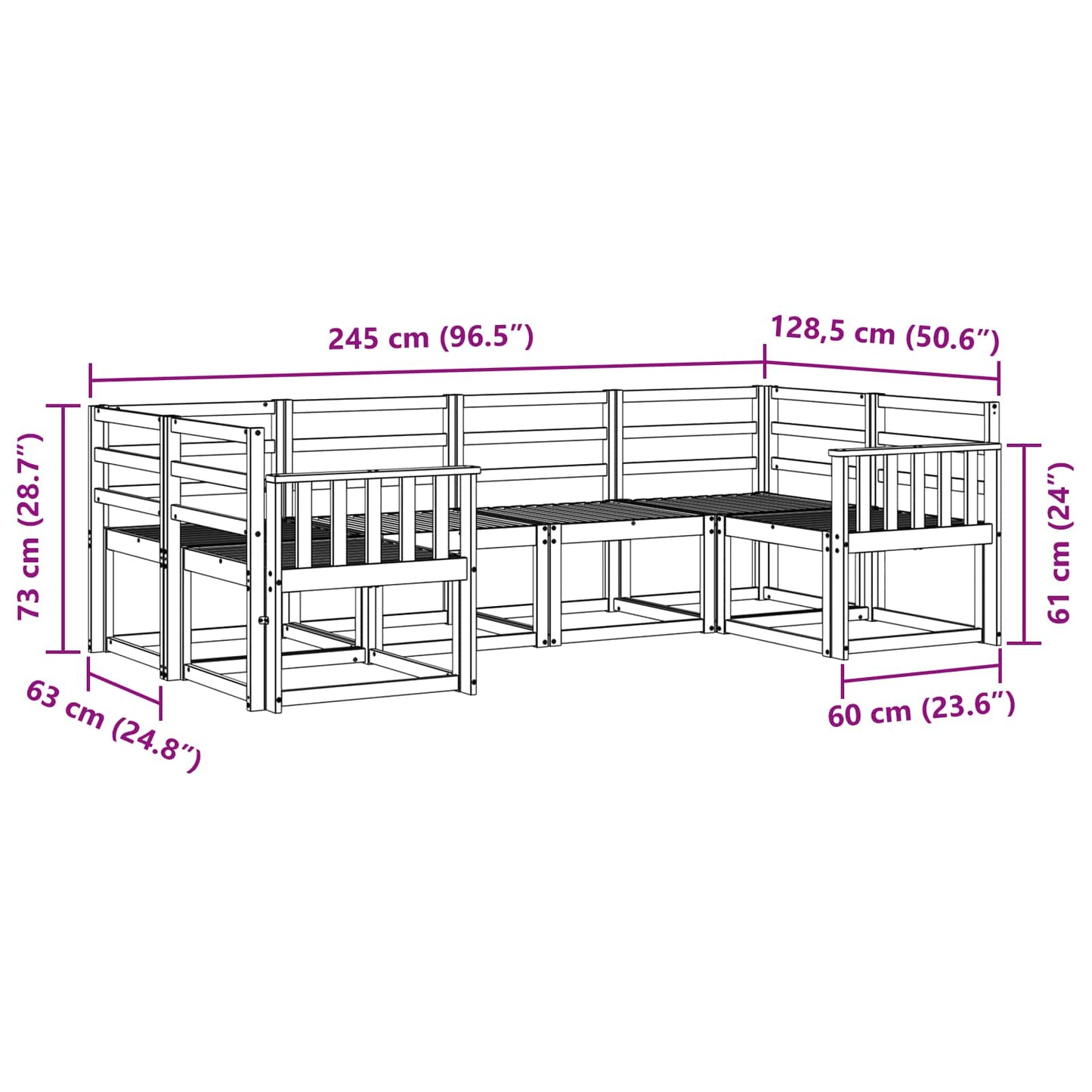 vidaXL Outdoor Sofa Set 6 pcs White Solid Acacia Wood