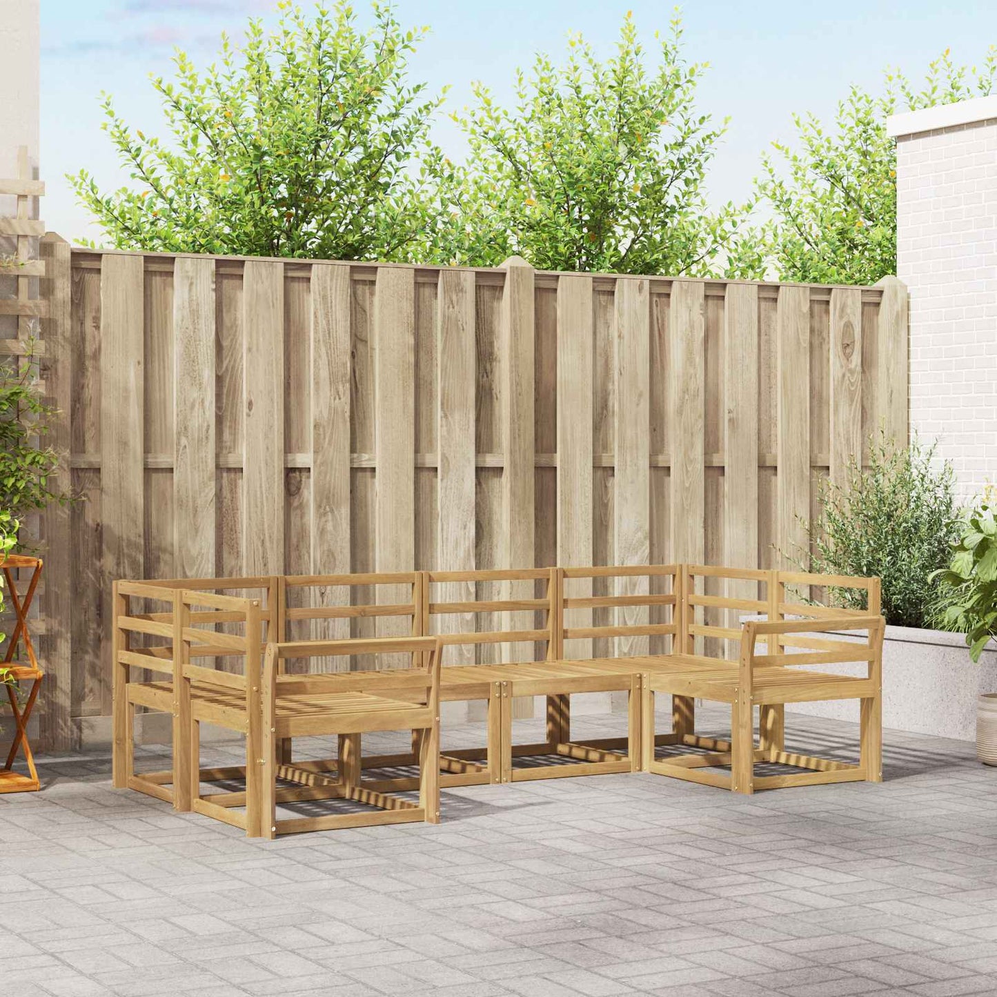 vidaXL Outdoor Sofa Set 6 pcs White Solid Acacia Wood