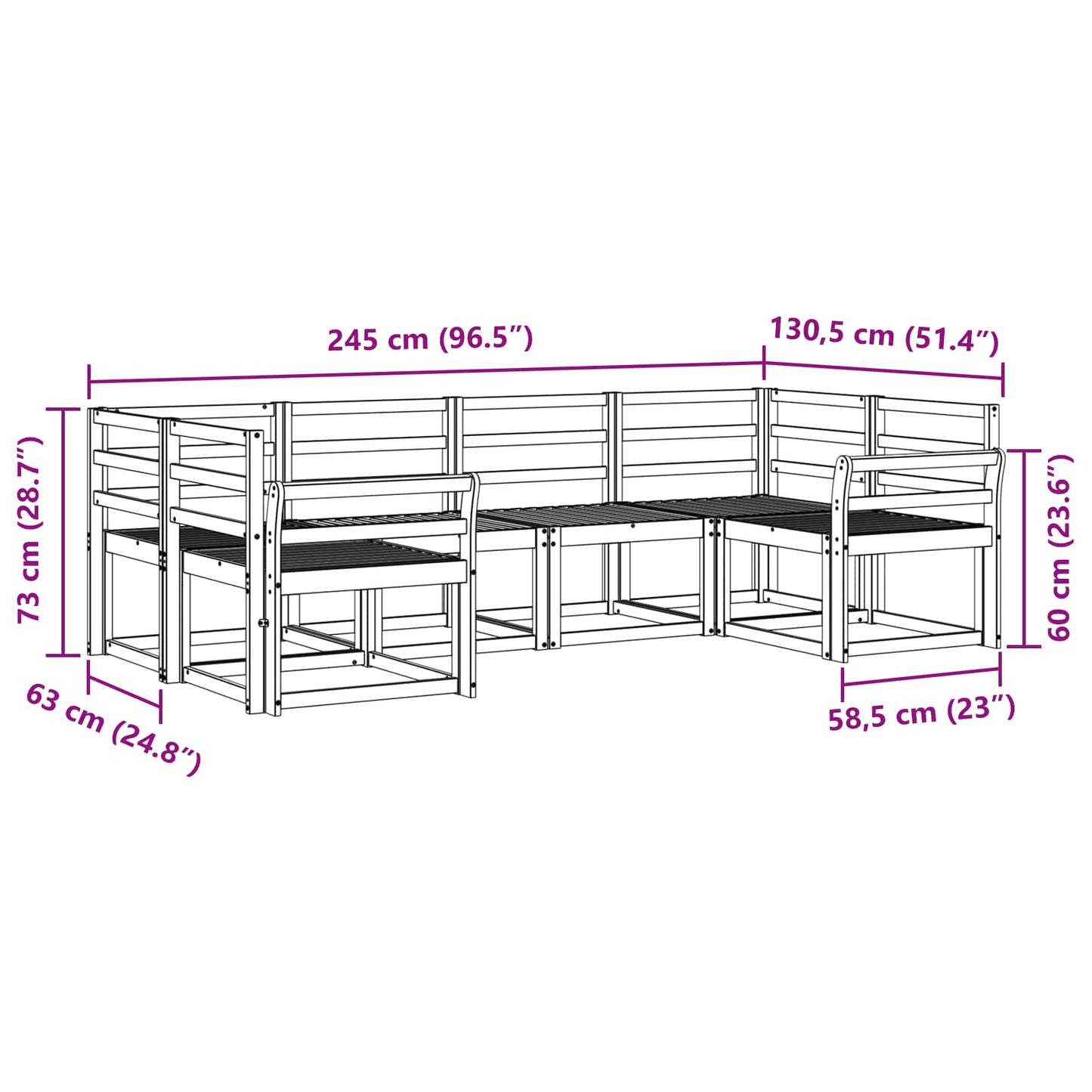 vidaXL Outdoor Sofa Set 6 pcs White Solid Acacia Wood