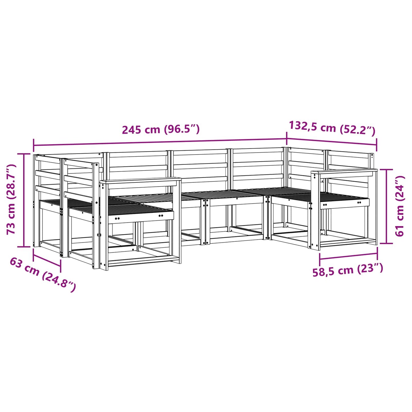 vidaXL Outdoor Sofa Set 6 pcs White Solid Acacia Wood