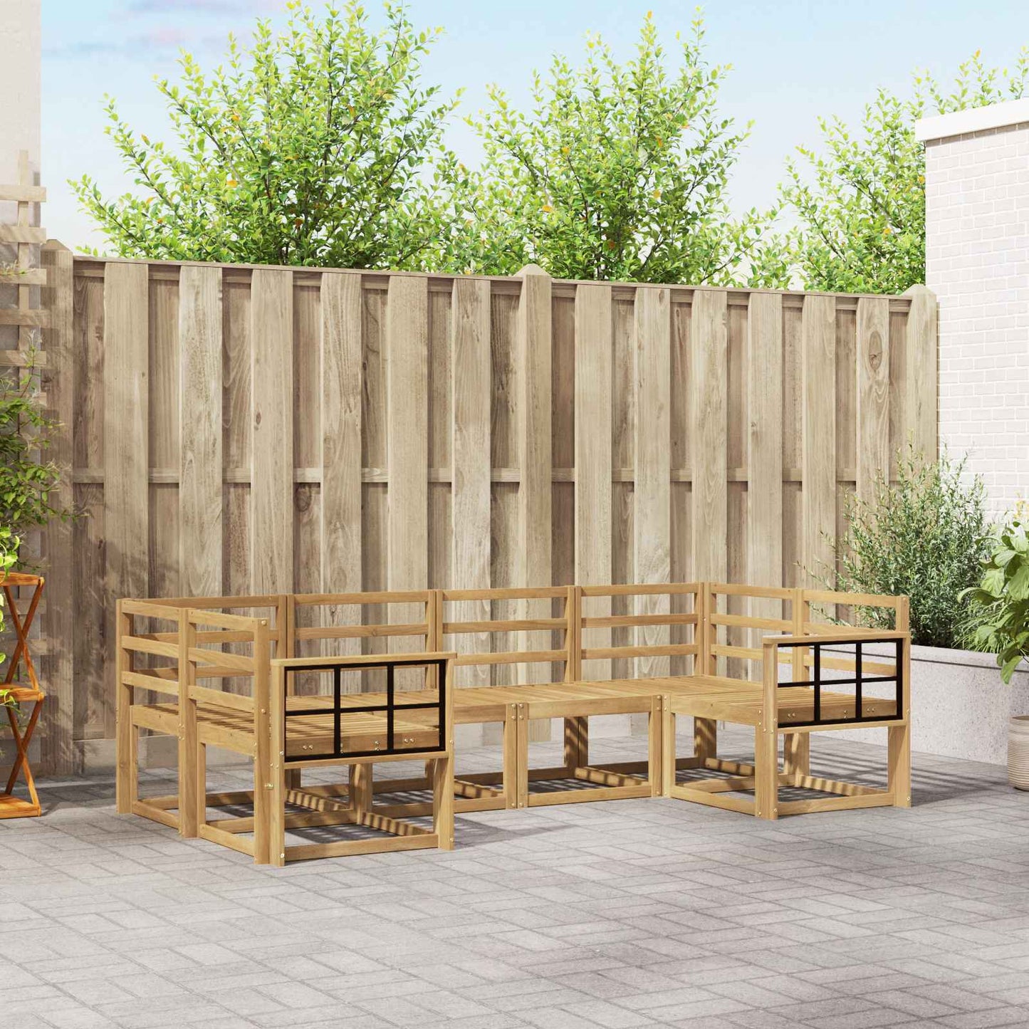 vidaXL Outdoor Sofa Set 6 pcs White Solid Acacia Wood