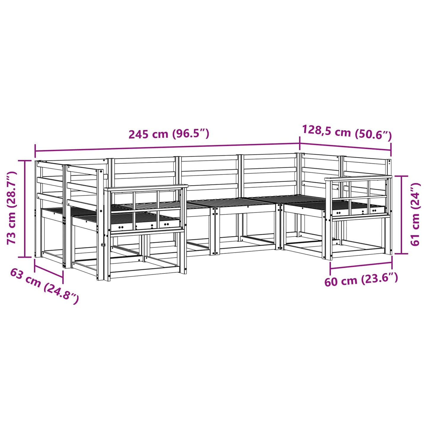 vidaXL Outdoor Sofa Set 6 pcs White Solid Acacia Wood