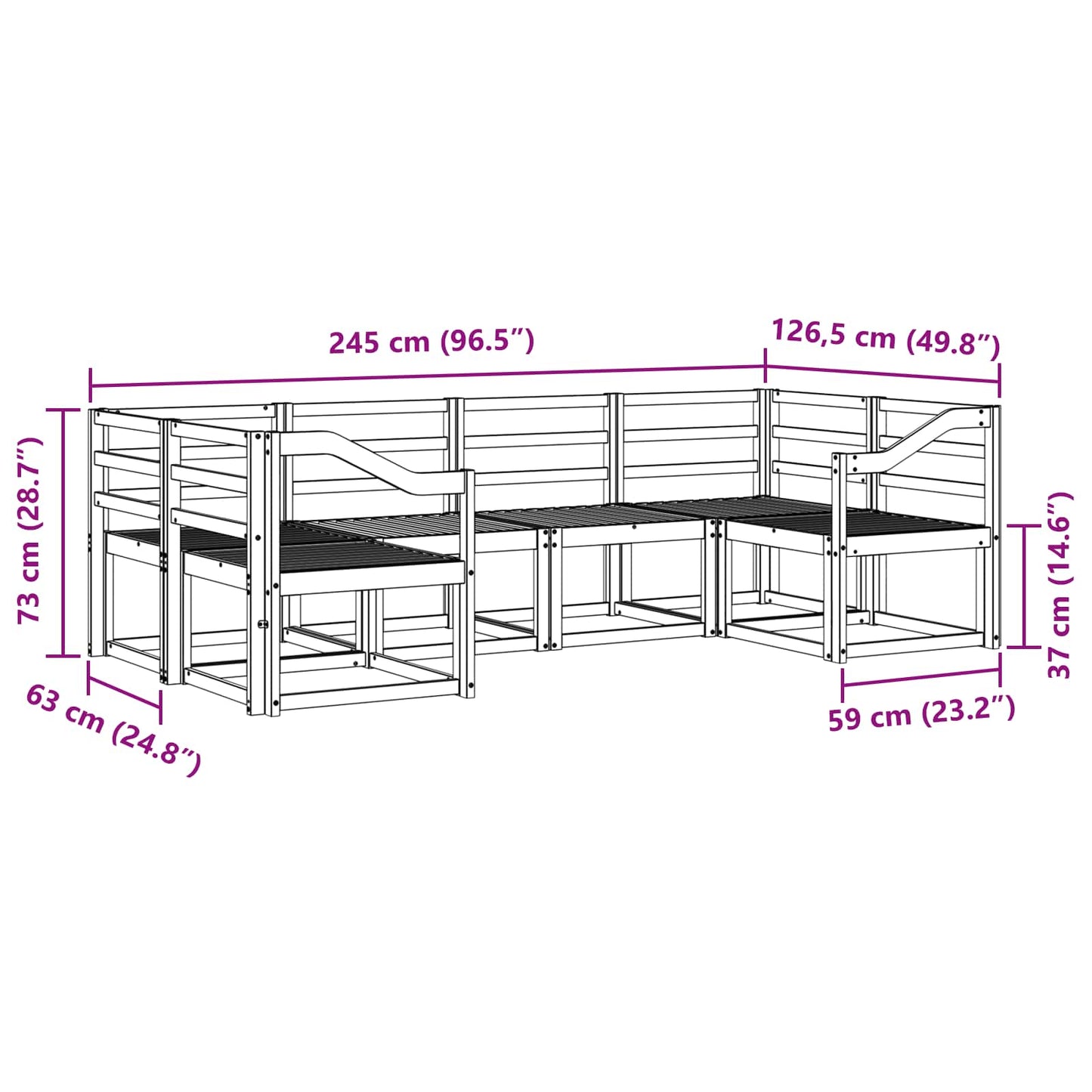 vidaXL Outdoor Sofa Set 6 pcs White Solid Acacia Wood