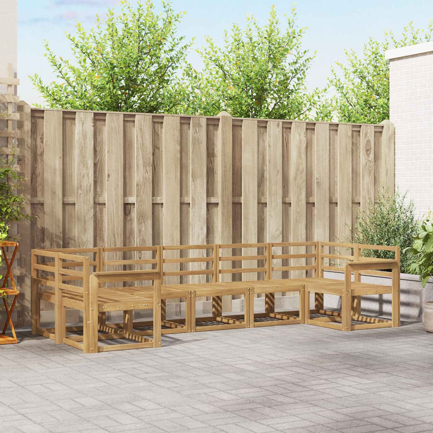 vidaXL Outdoor Sofa Set 7 pcs White Solid Acacia Wood
