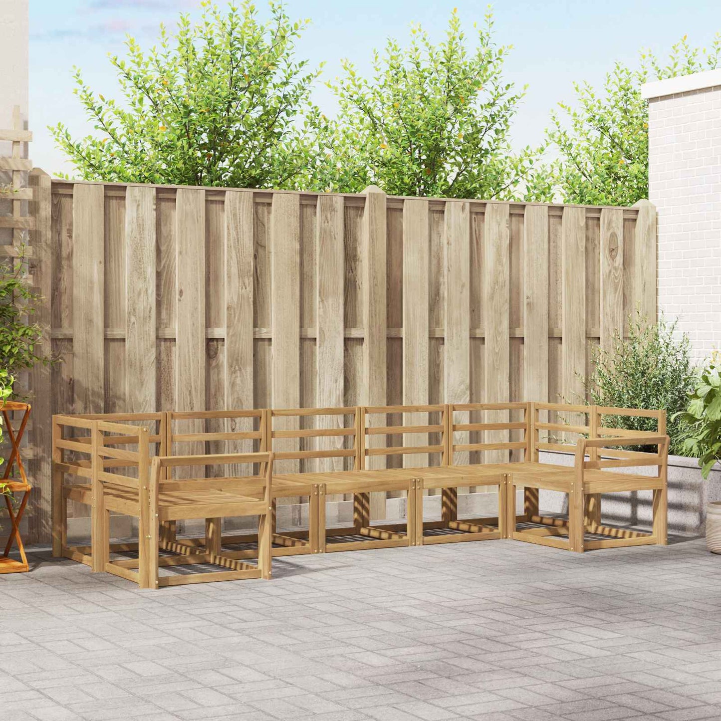 vidaXL Outdoor Sofa Set 7 pcs White Solid Acacia Wood