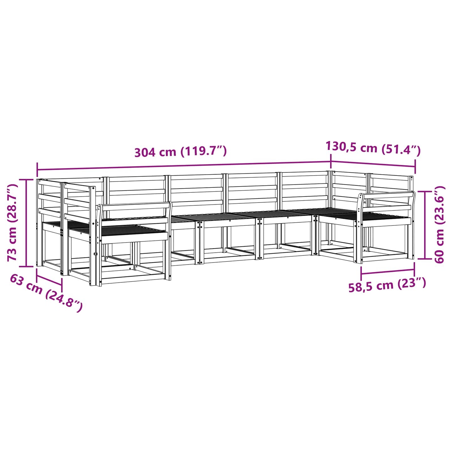 vidaXL Outdoor Sofa Set 7 pcs White Solid Acacia Wood