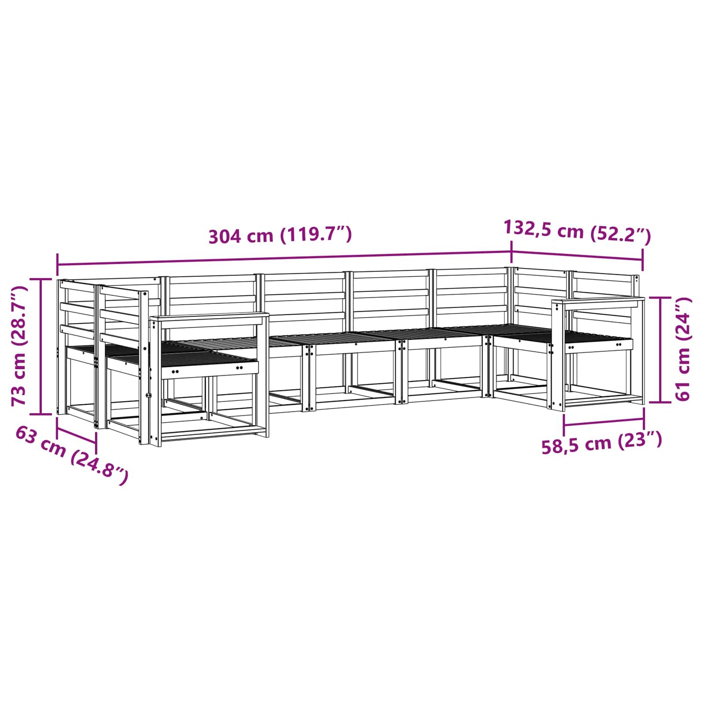 vidaXL Outdoor Sofa Set 7 pcs White Solid Acacia Wood