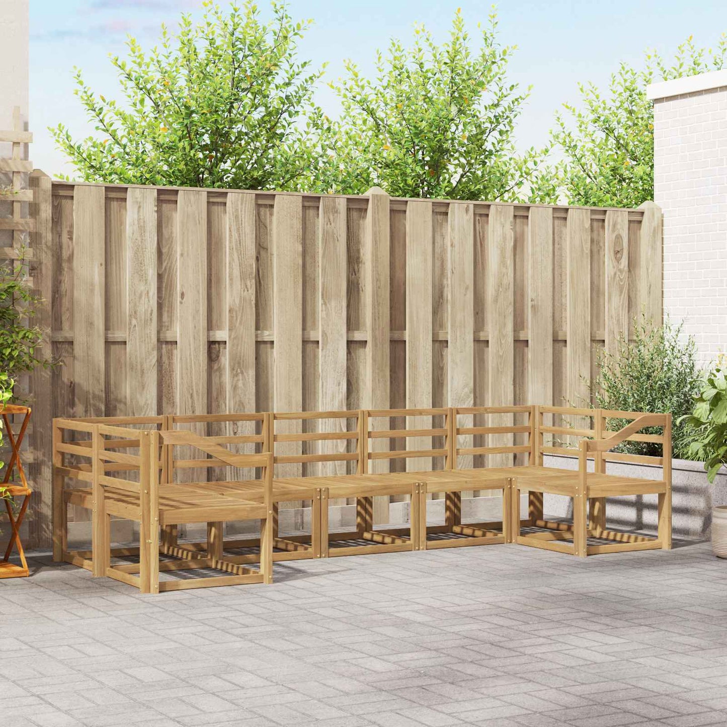 vidaXL Outdoor Sofa Set 7 pcs White Solid Acacia Wood